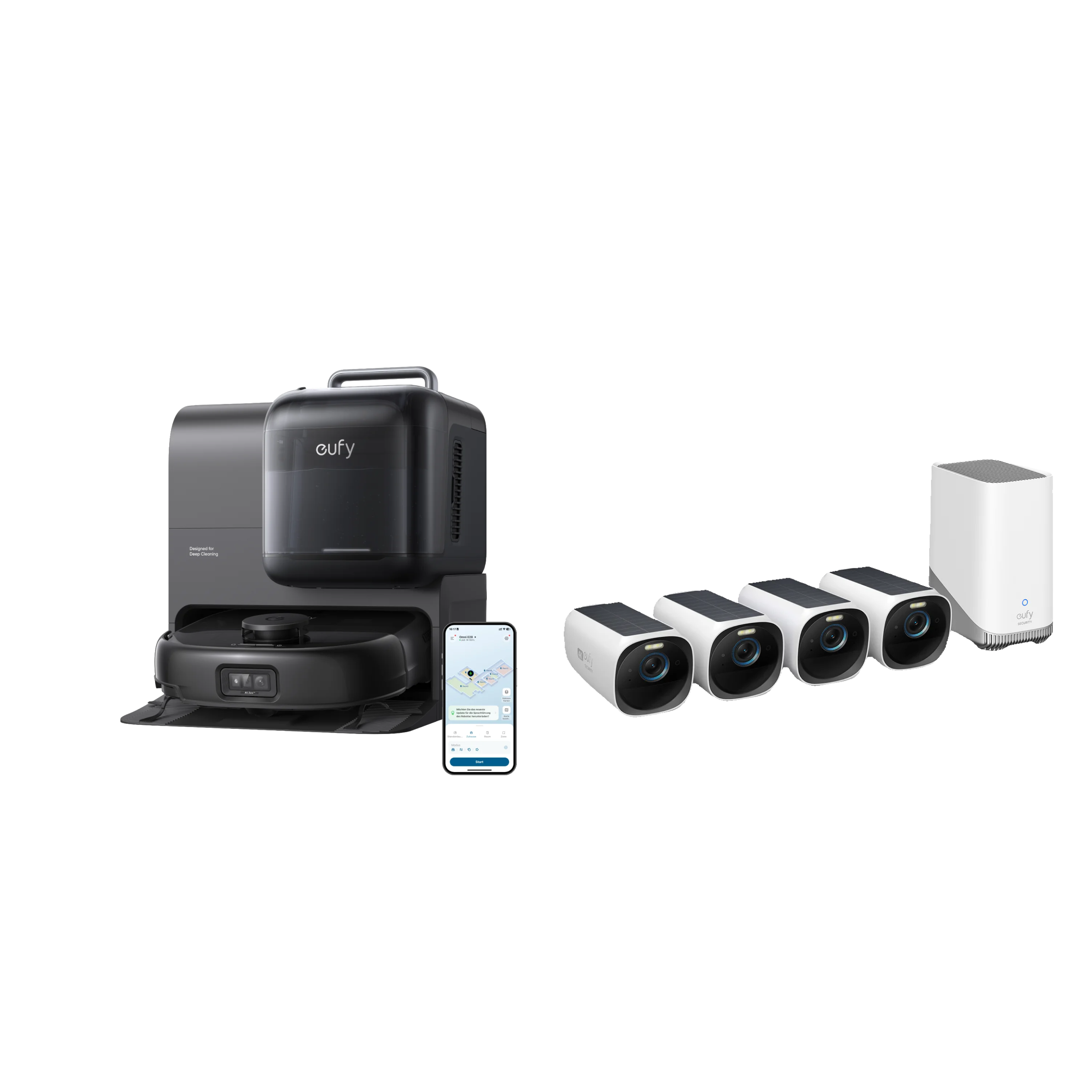 eufy-security-omni-e28-saugroboter-eufycam-s330-4-kamera-set image 1