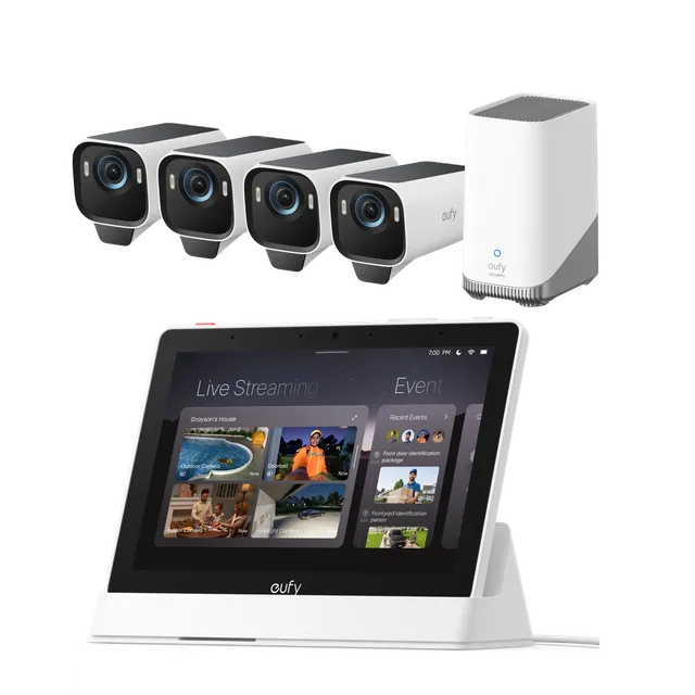 eufy-security-smart-display-e10-eufycam-s3-pro-4-cam-kit-berwachungskamera-set image 1