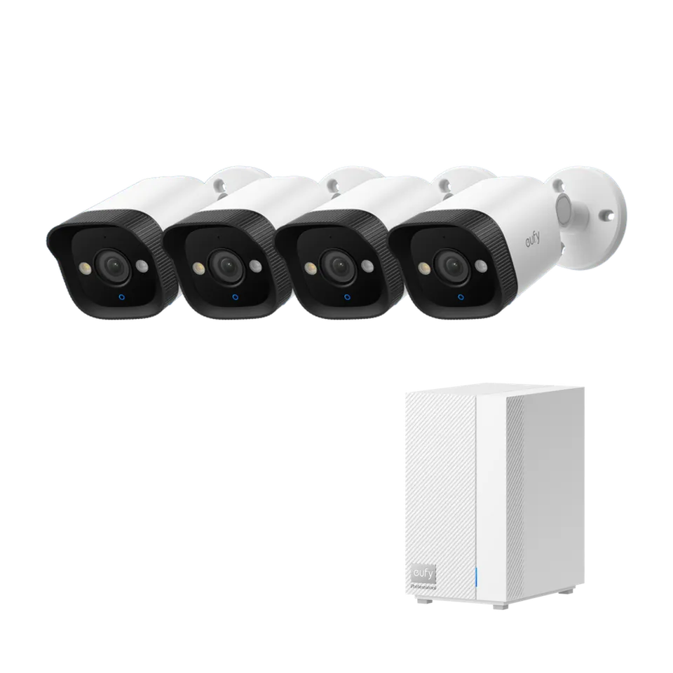 eufy-security-turret-poe-cam-e40-4er-set-mit-homebase-pro-s1-4k-poe-kamerasystem image 1