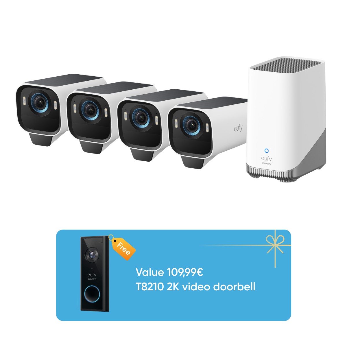 eufy-security-eufycam-s3-pro-4-cam-kit-video-doorbell-s220-berwachungskamera-set image 1