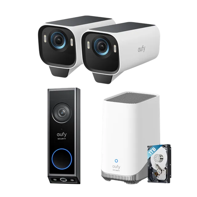 eufy-security-eufycam-s3-pro-2-cam-kit-video-doorbell-e340-1-tb-festplatte-video image 1