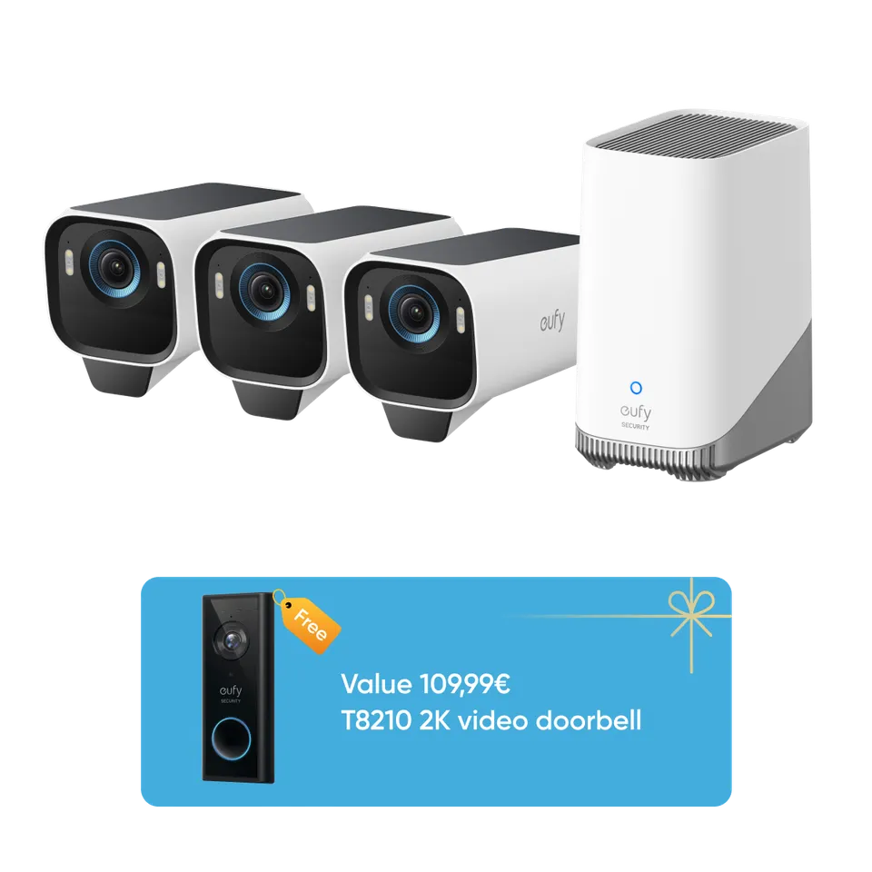 eufy-security-eufycam-s3-pro-3-cam-kit-video-doorbell-s220-video-t-rklingel-set image 1