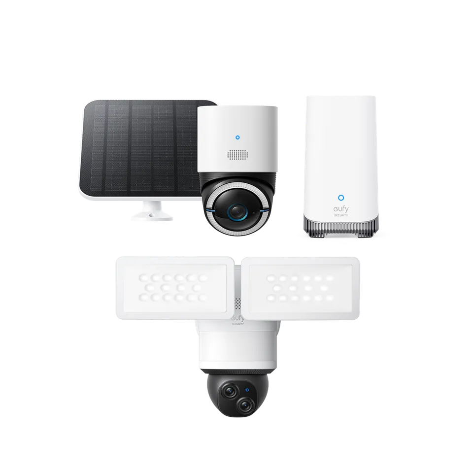 eufy-4g-lte-cam-s330-floodlight-camera-e340-homebase-s380-kamera-set image 1