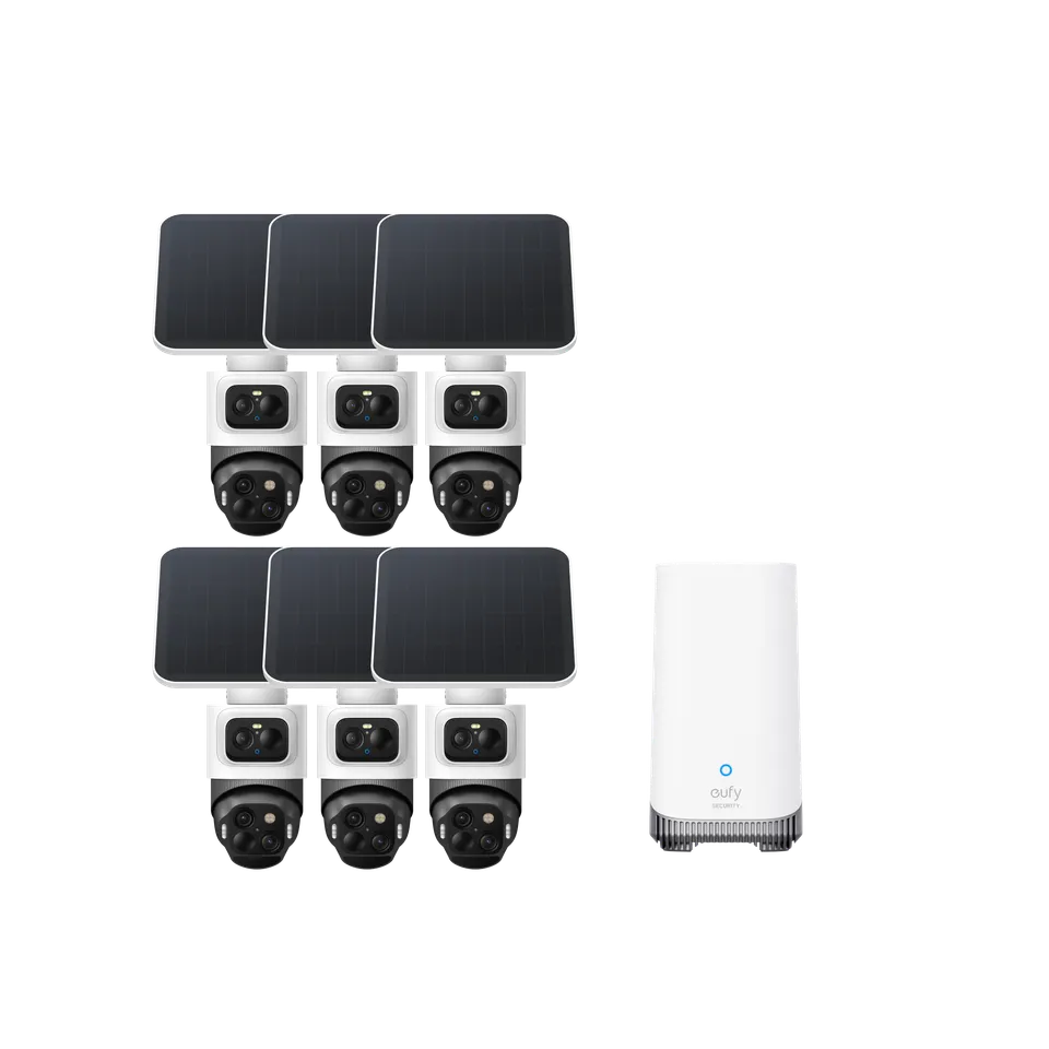 eufy-security-eufycam-s4-berwachungskamera-6-cam-kit-triple-lens-4k-ptz-set image 1