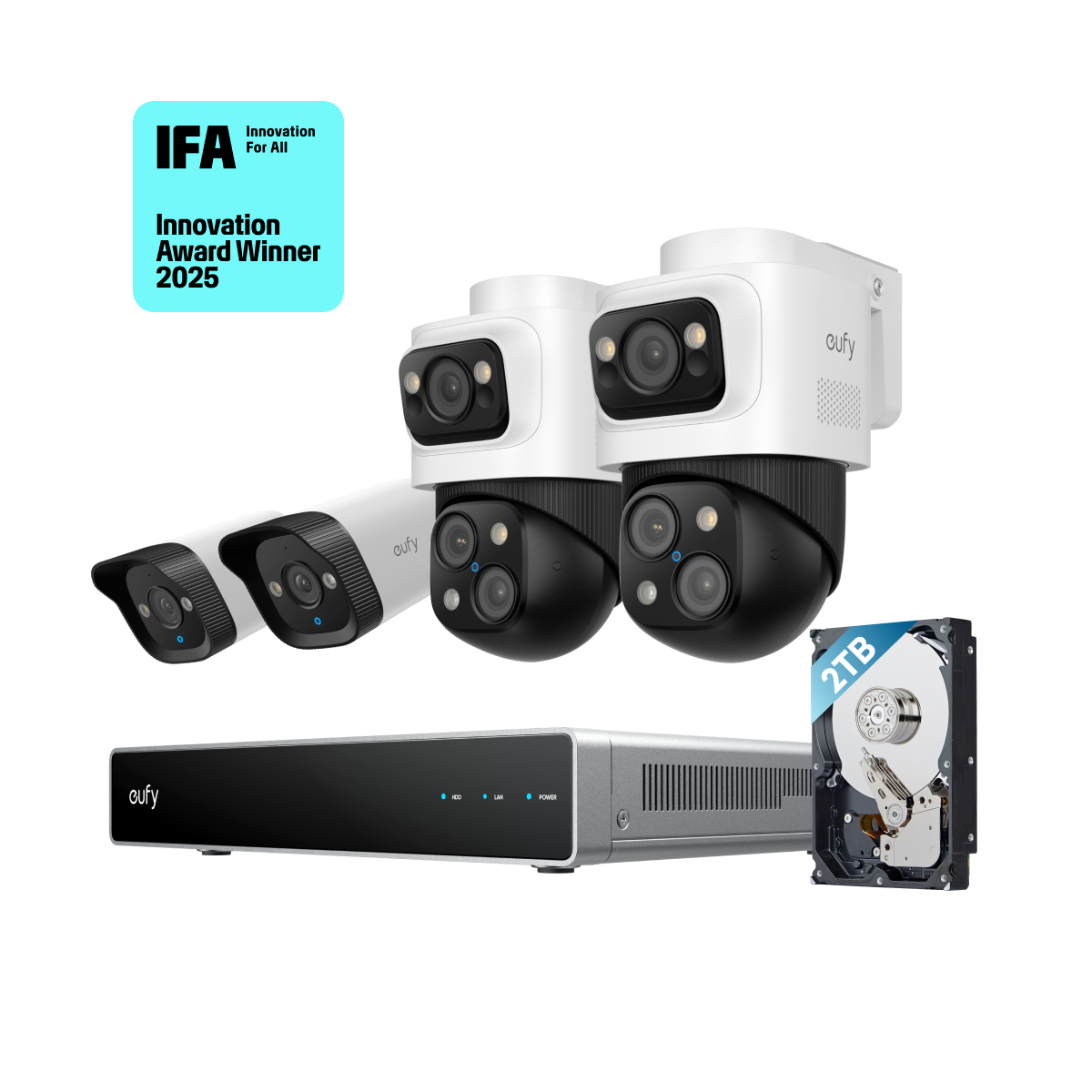 eufy-security-nvr-security-system-s4-white-8-kanal-poe-nvr-mit-2x-bullet-ptz-2x- image 2