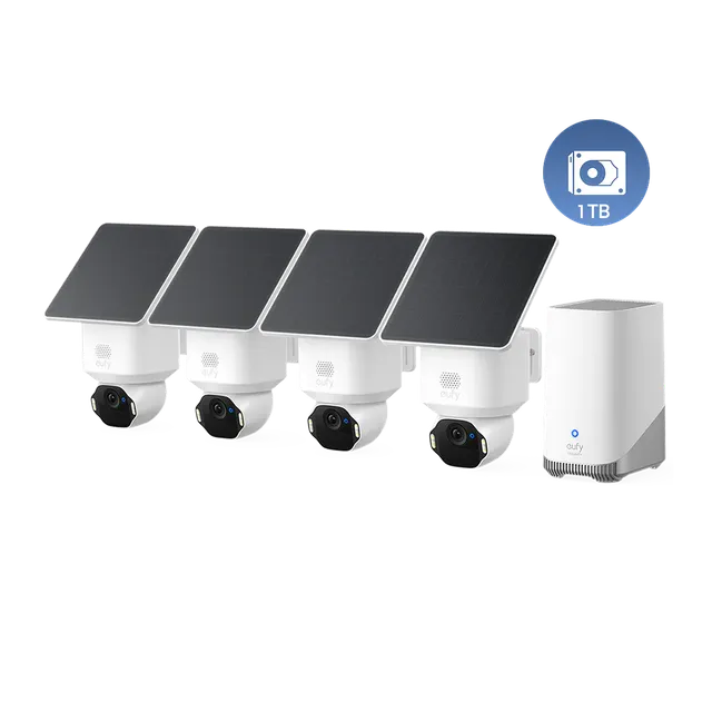 eufy-security-solocam-e42-4-cam-kit-mit-homebase-s380-1-tb-festplatte-4k-ptz-set image 1