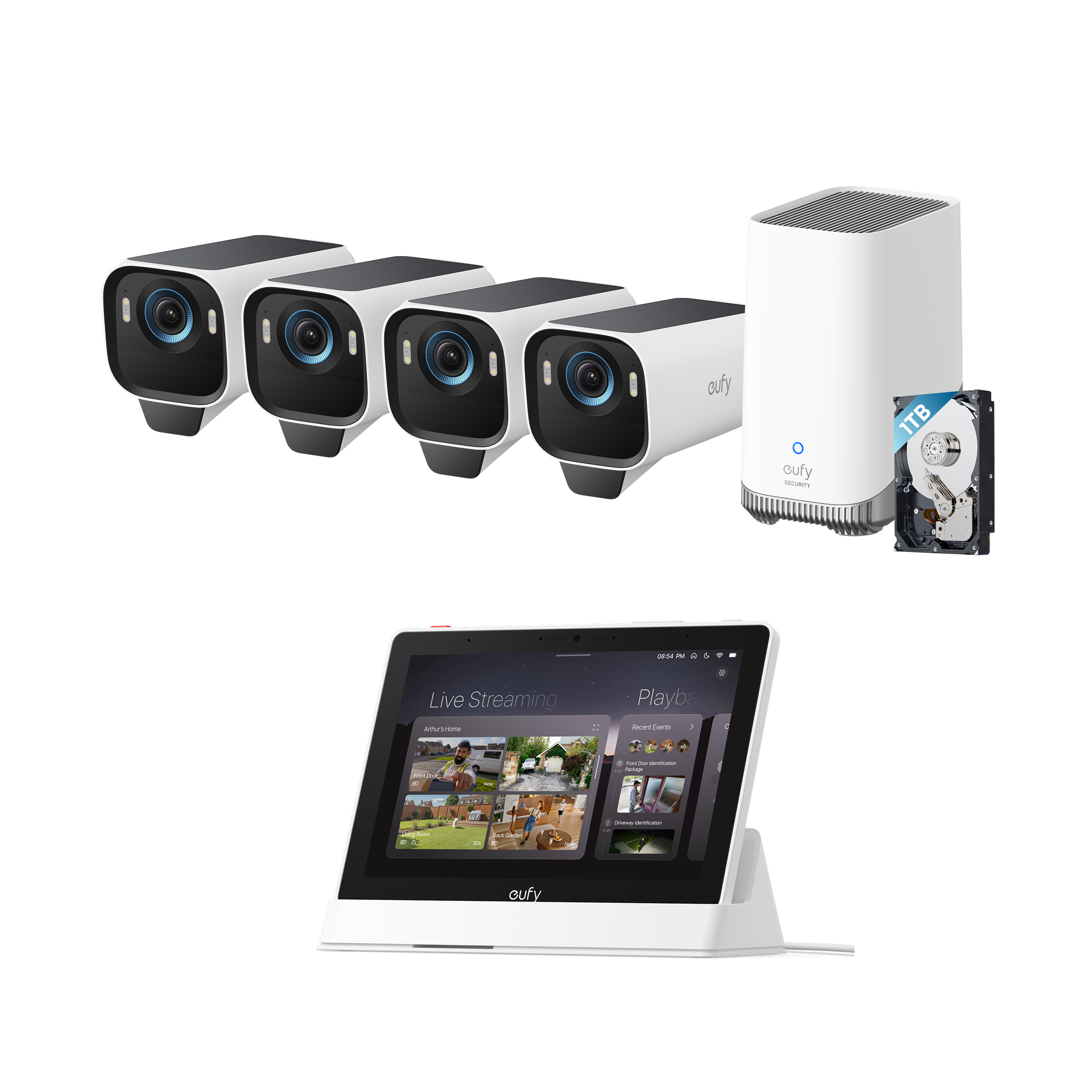 eufy-security-eufycam-s3-pro-4-cam-kit-homebase-s380-smart-display-e10 image 1