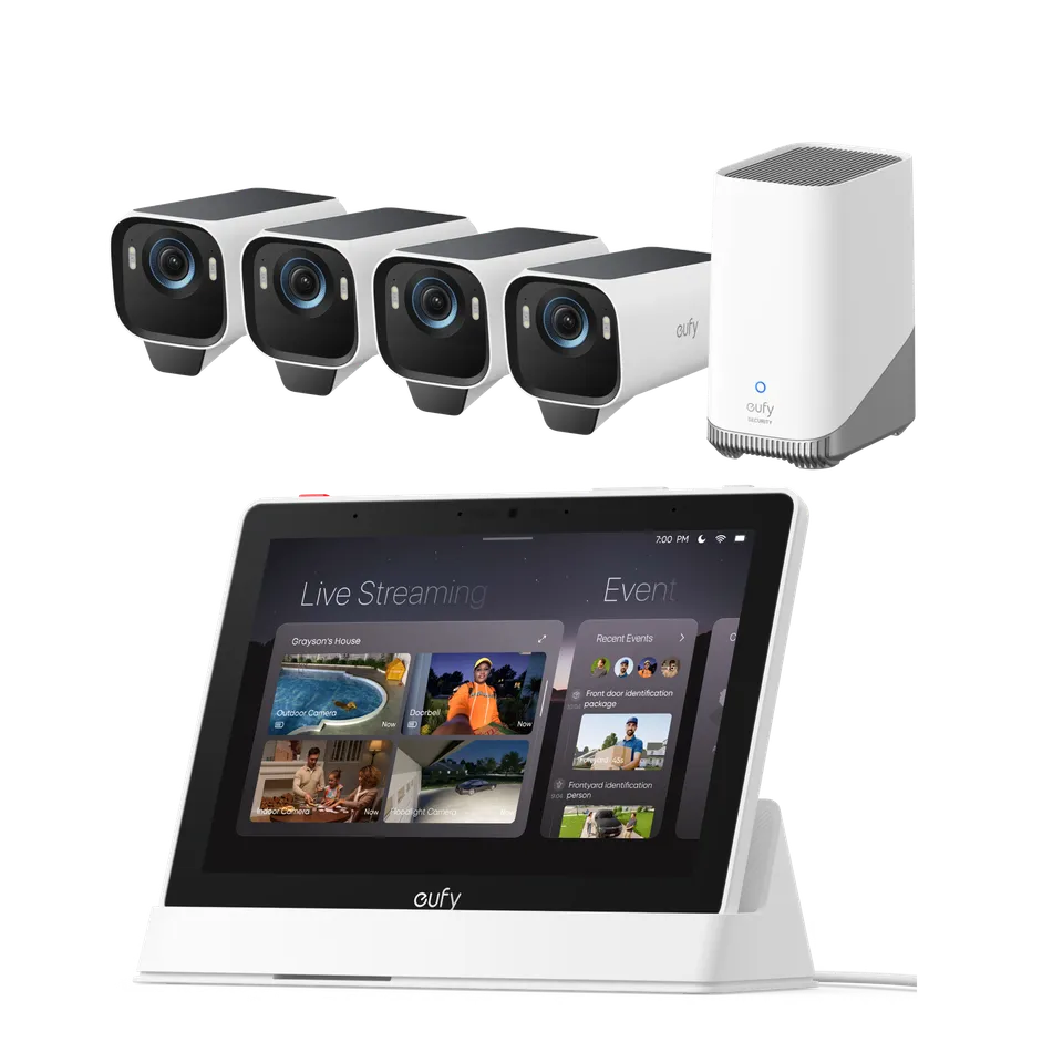 eufy-security-smart-display-e10-eufycam-s3-pro-4-cam-kit-berwachungsset image 1