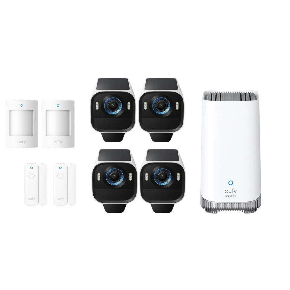 eufy-security-eufycam-s3-pro-4-cam-kit-mit-homebase-s380-und-alarmanlage image 1
