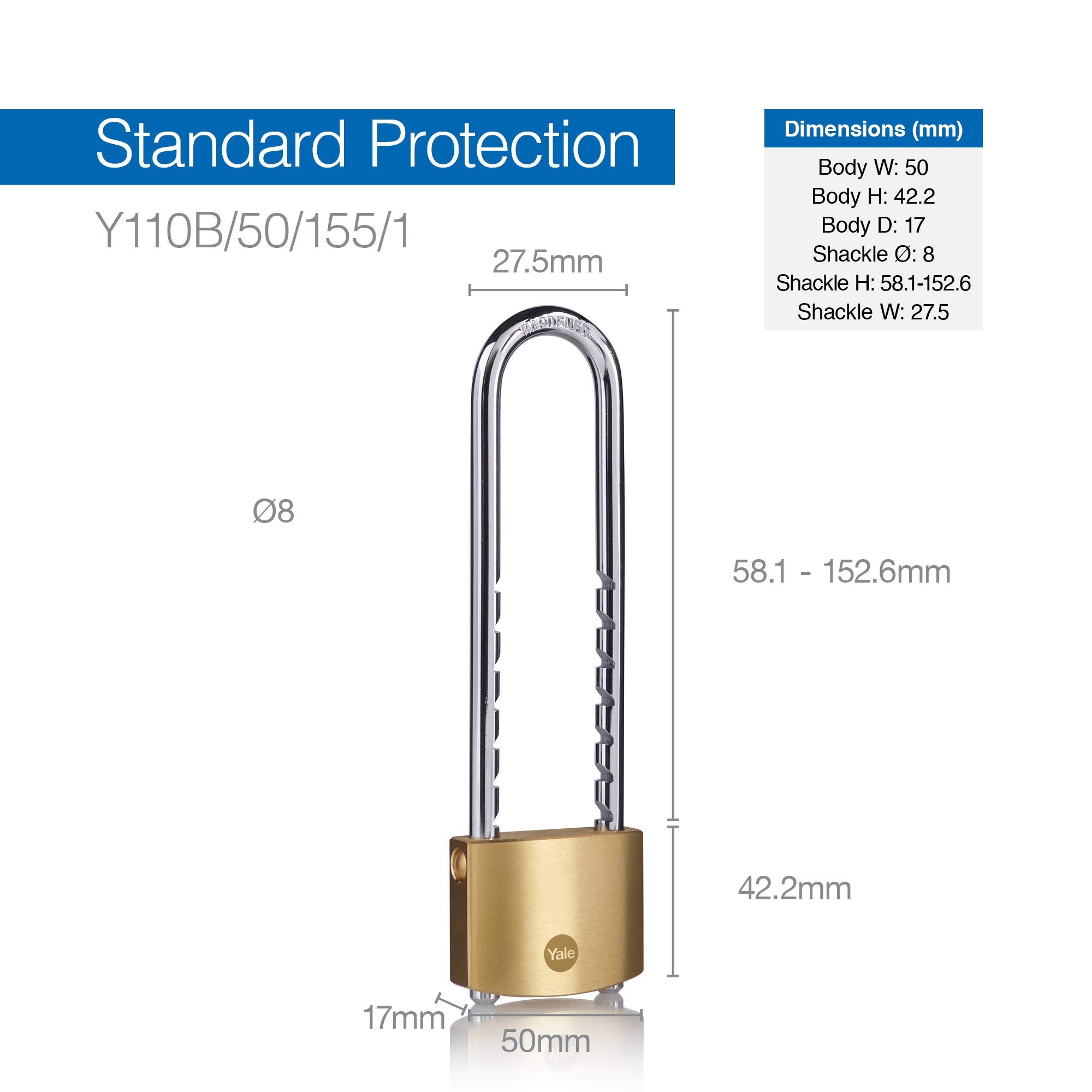 yale-y110b-50-155-1-b-vorh-ngeschloss-50-mm-messing-standardsicherheit-mit-3-sch image 3