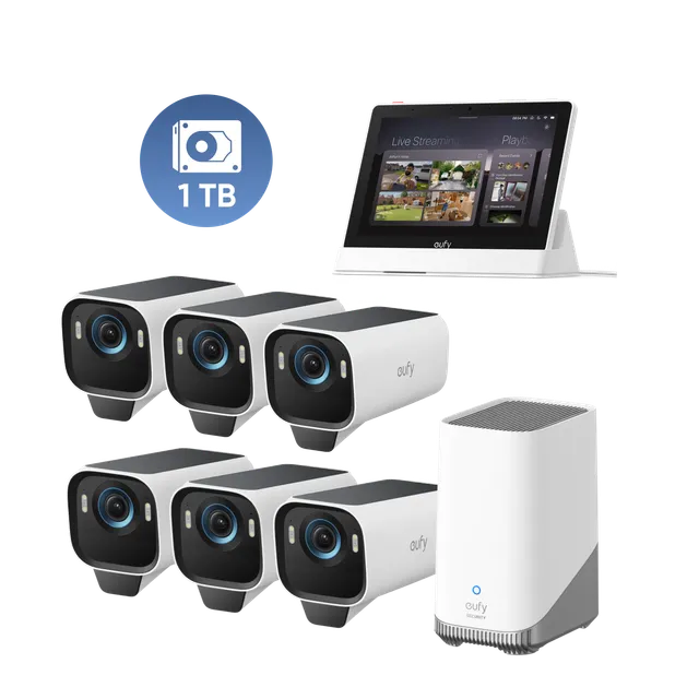 eufy-security-eufycam-s3-pro-6-kamera-set-smart-display-1tb-festplatte image 1