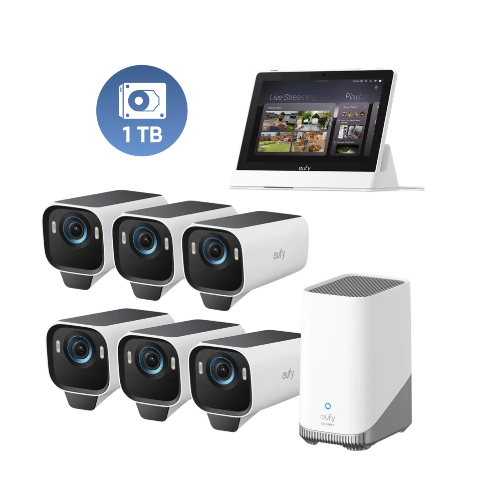 eufy-security-eufycam-s3-pro-6-kamera-set-smart-display-1tb-festplatte image 1