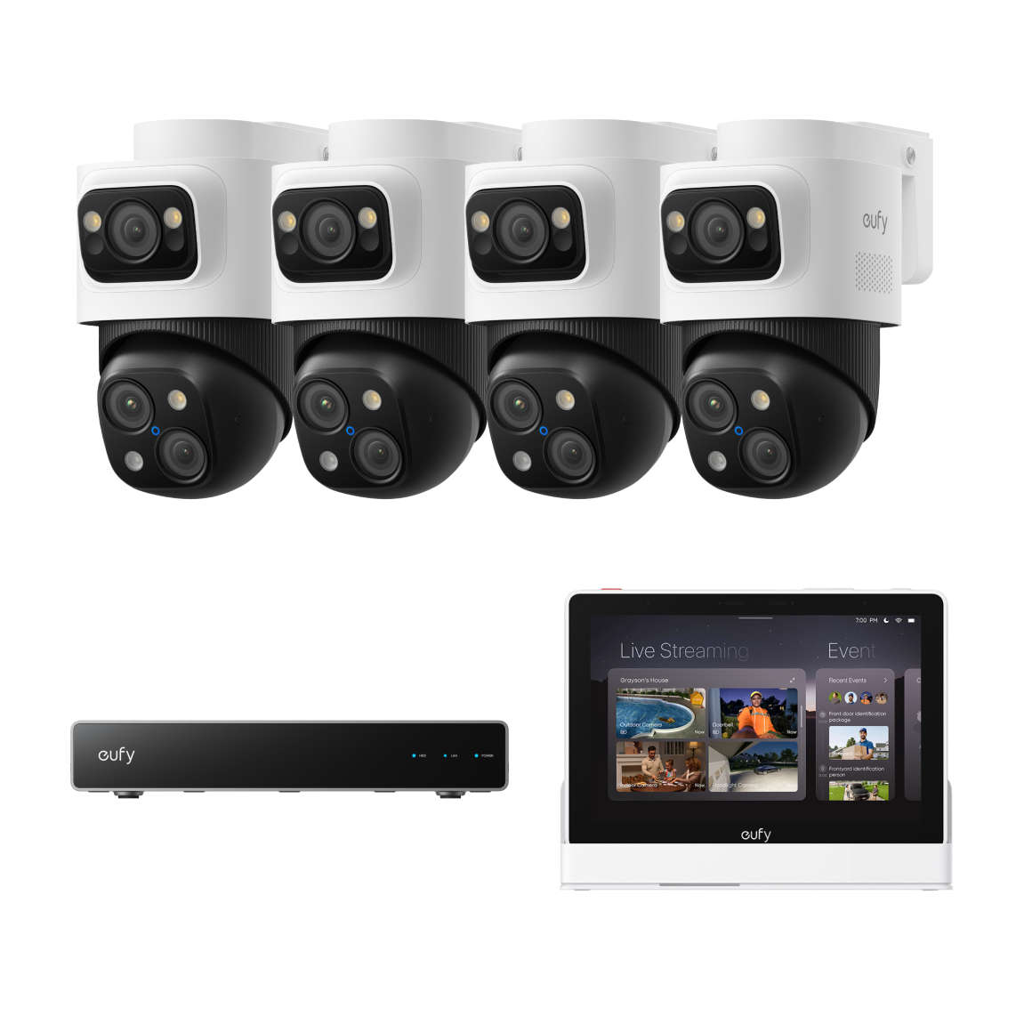 eufy-home-poe-professional-ecosystem-starter-kit-4x-s4-ptz-kamera-nvr-s4-display image 1