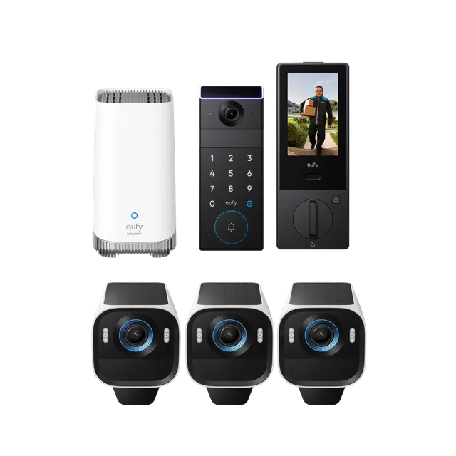 eufy-security-eufycam-s3-pro-3er-set-familock-s3-max-kamera-t-rschloss-bundle image 1