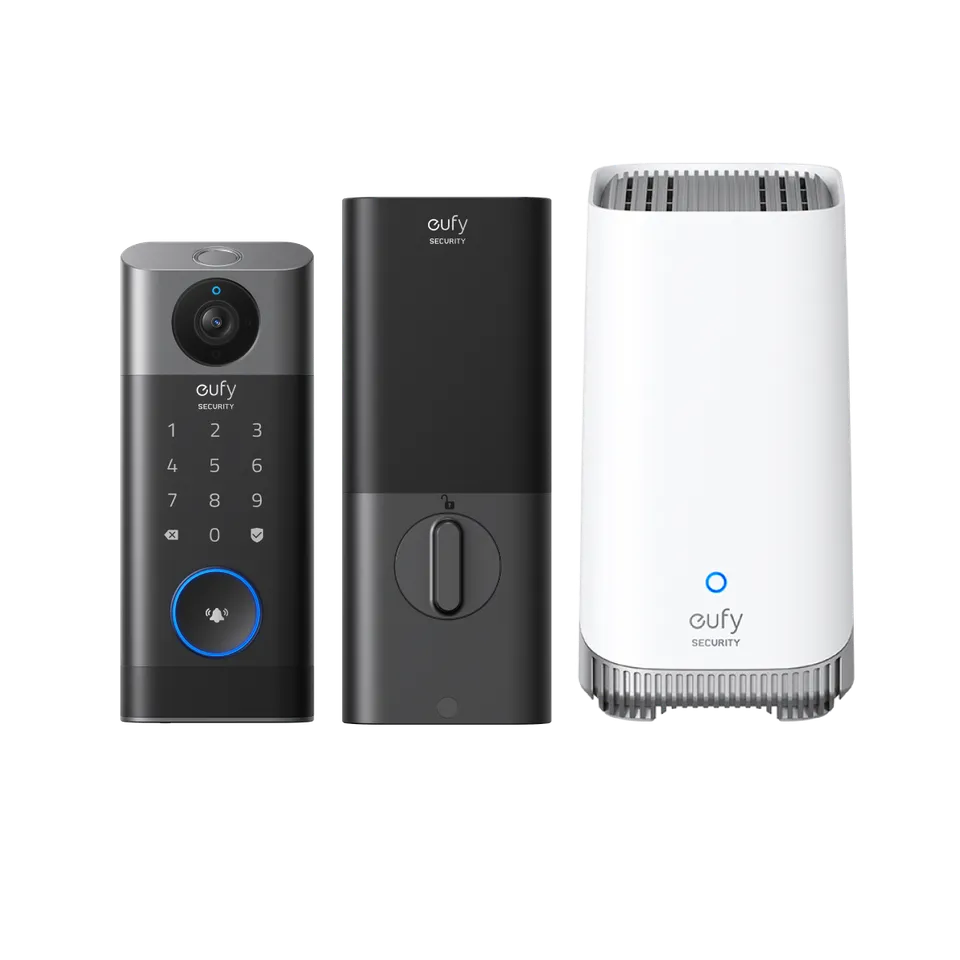 eufy-security-video-smart-lock-s330-homebase-s380-3-in-1-t-rschloss-mit-2k-kamer image 1