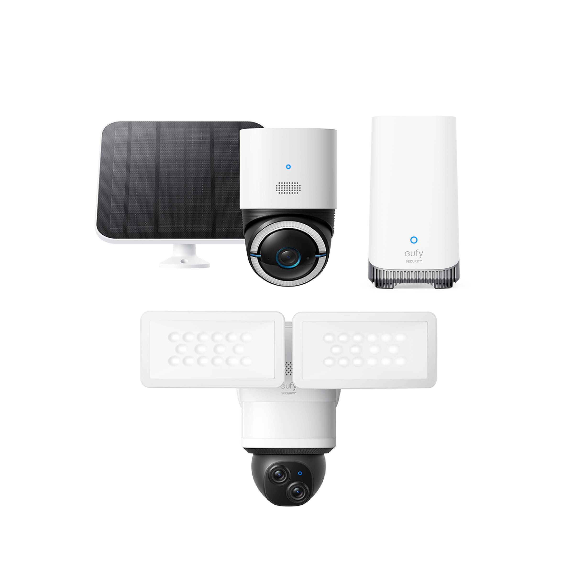 eufy-security-4g-lte-cam-s330-floodlight-camera-e340-homebase-s380-bundle image 1