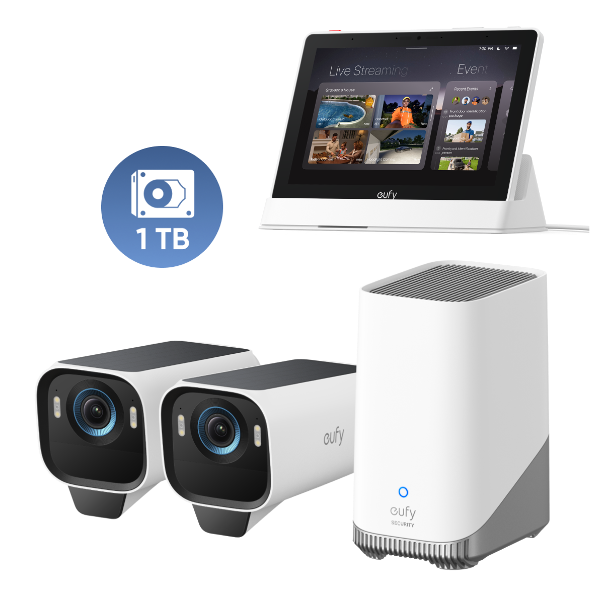 eufy-security-smart-display-eufycam-s3-pro-2-kamera-set-1-tb-festplatte image 1