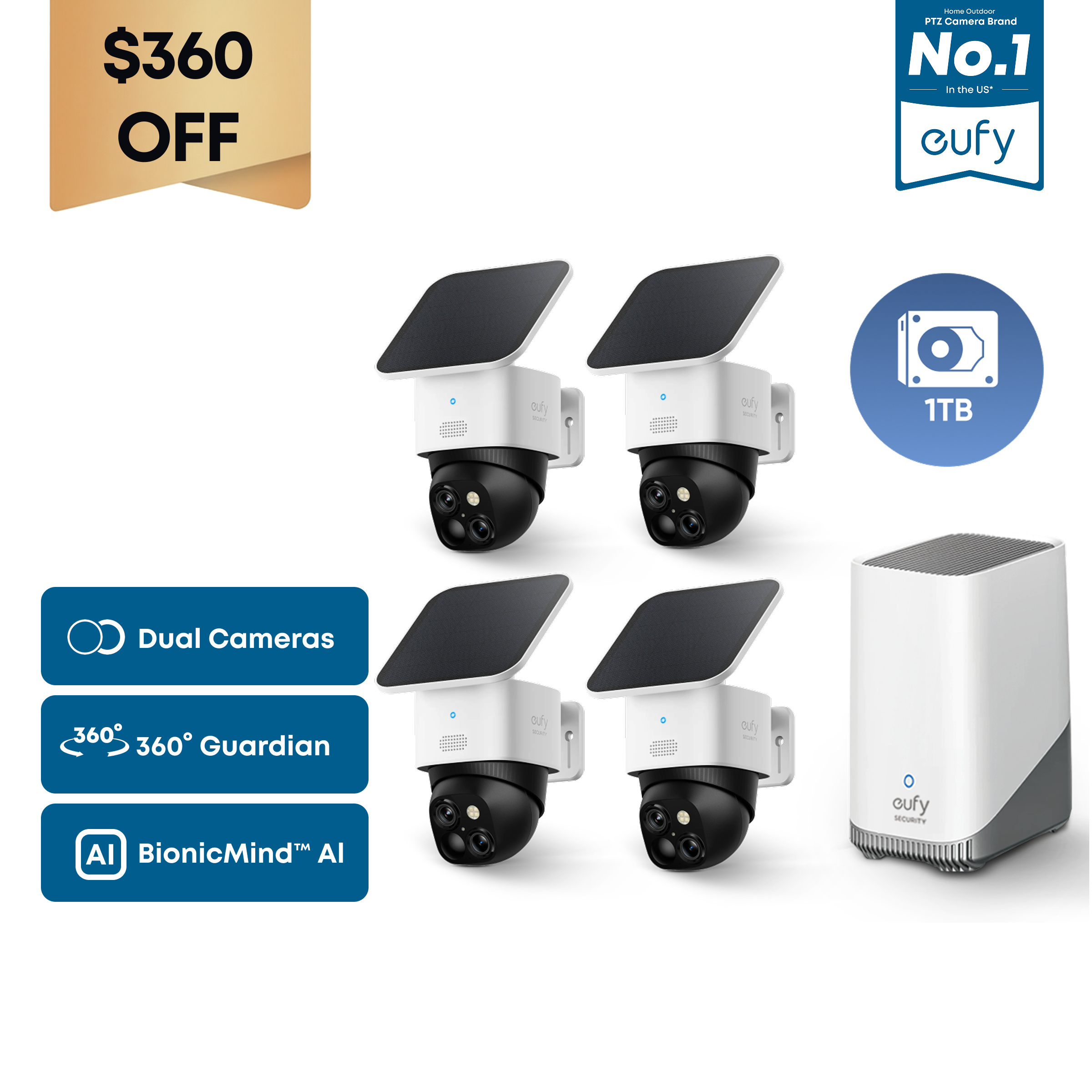 eufy-security-solocam-s340-4er-set-homebase-s380-1-tb-3k-360-solar-set image 1