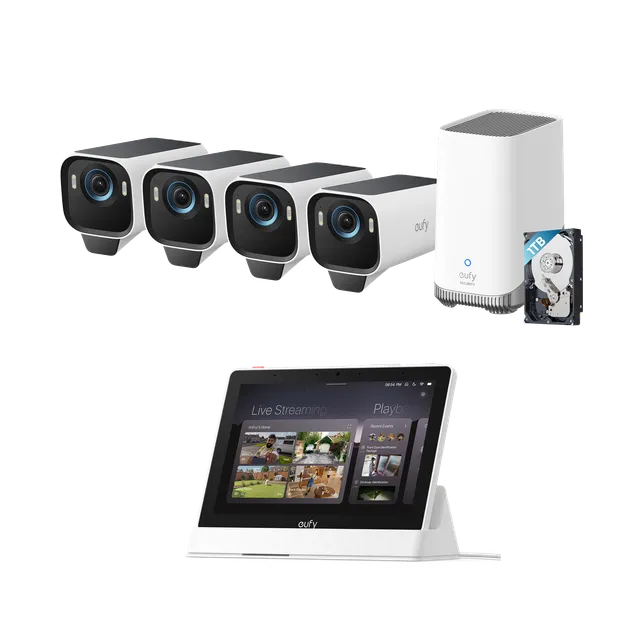 eufy-security-eufycam-s3-pro-4-cam-kit-homebase-s380-smart-display-e10 image 1