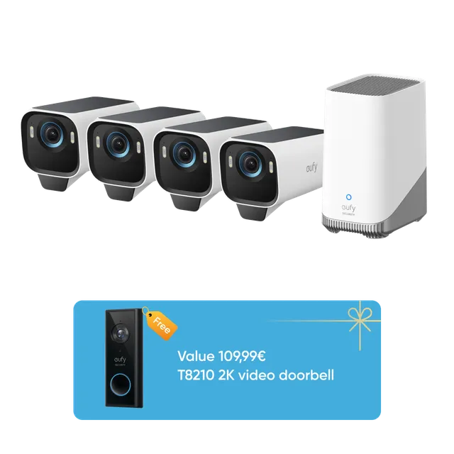 eufy-security-eufycam-s3-pro-4-cam-kit-video-doorbell-s220-berwachungskamera-set image 1