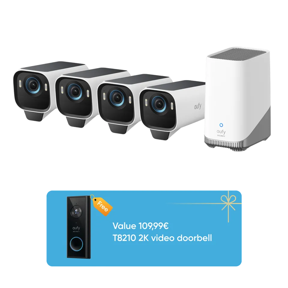 eufy-security-eufycam-s3-pro-4-cam-kit-video-doorbell-s220-berwachungskamera-set image 1