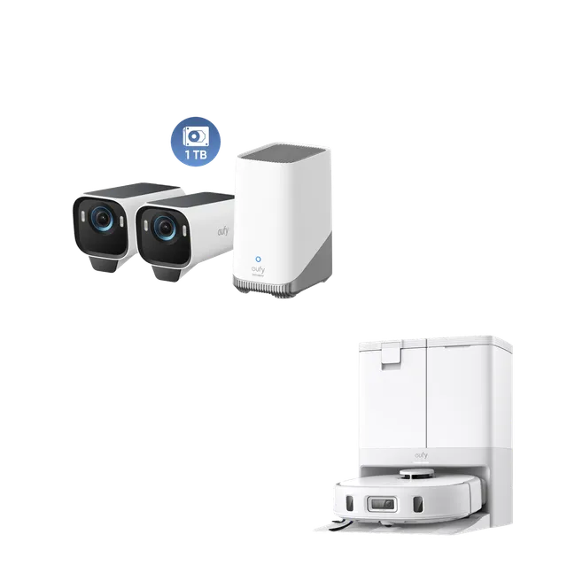 eufy-security-x10-pro-omni-wei-eufycam-s3-pro-2-cam-set-1-tb-saugroboter-kamera- image 1