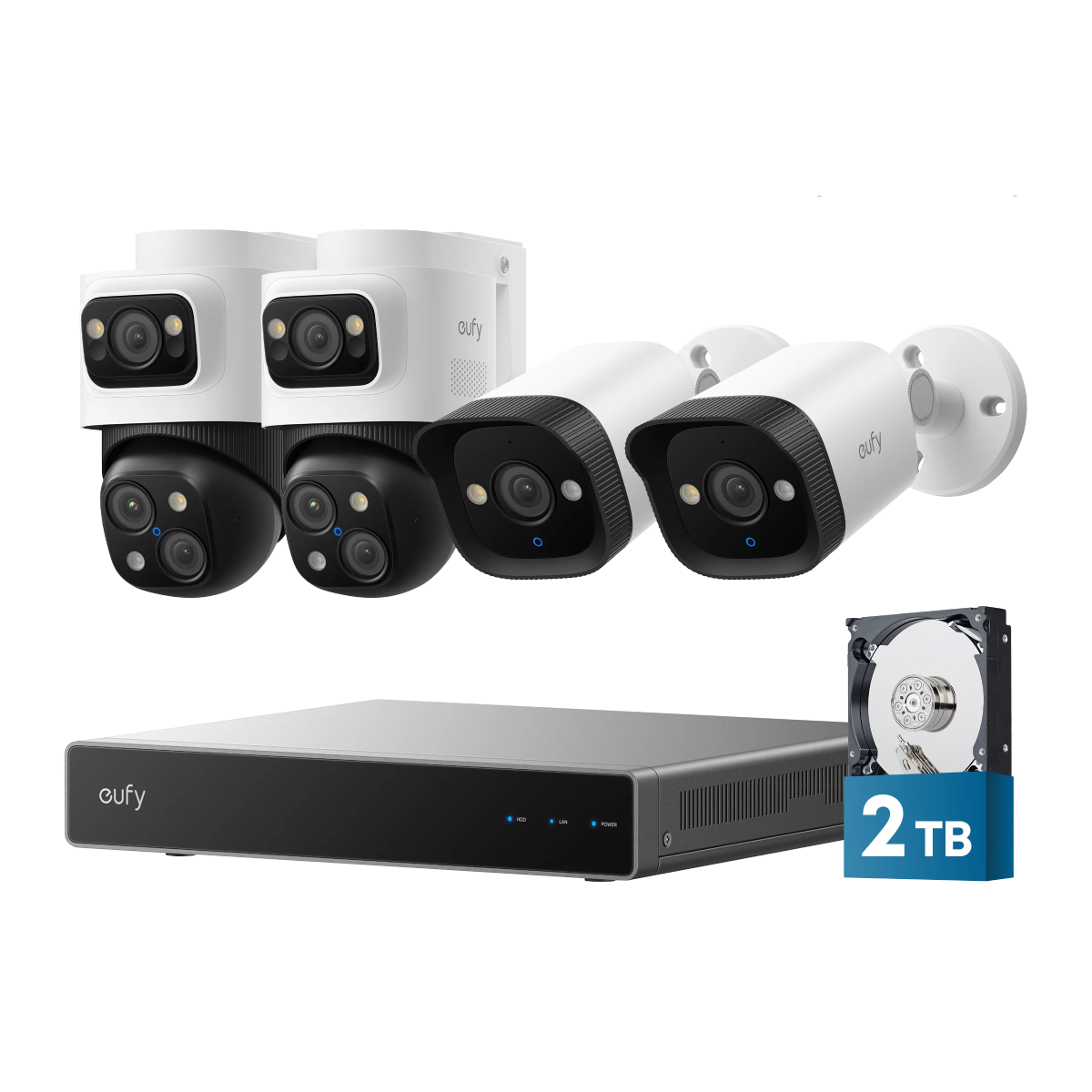 eufy-security-nvr-security-system-s4-white-8-kanal-poe-nvr-mit-2x-bullet-ptz-2x- image 1